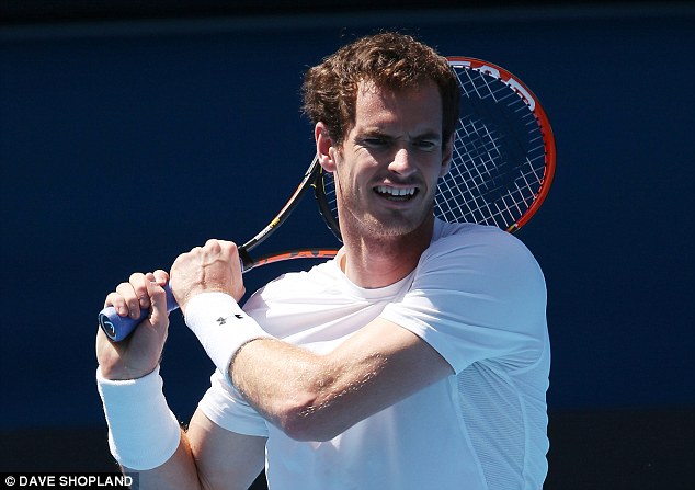 Andy Murray practicing on Saturday ahead of Sunday's match